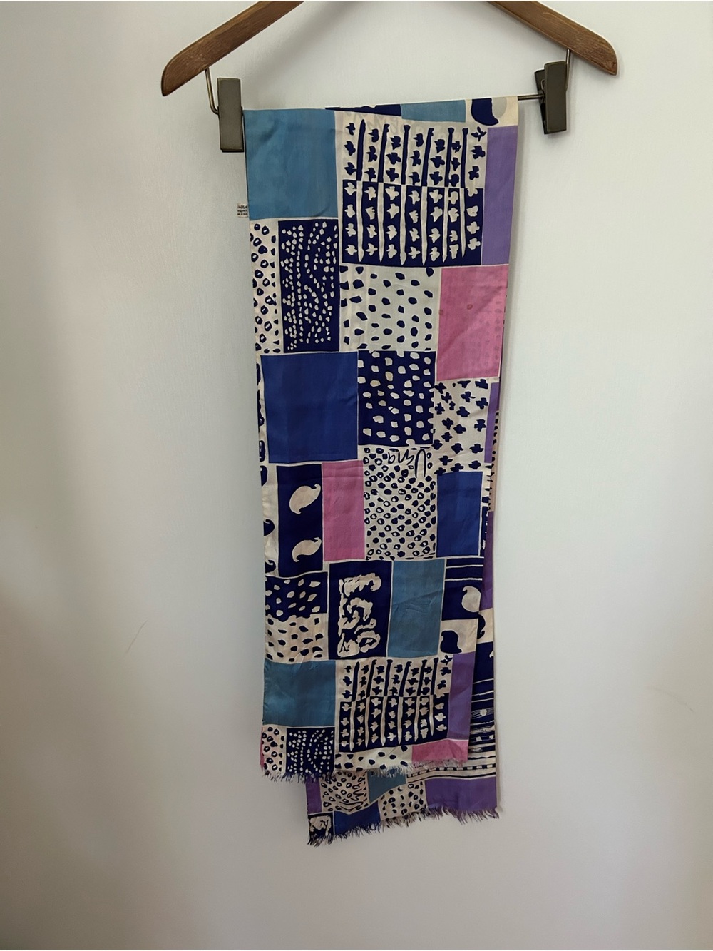 Vintage silk patchwork print scarf